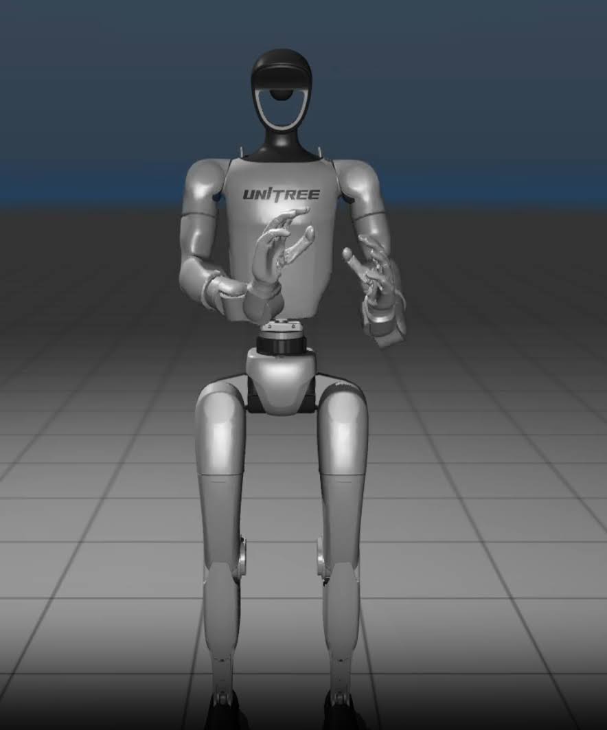 Unitree G1 performing sign language in simulation