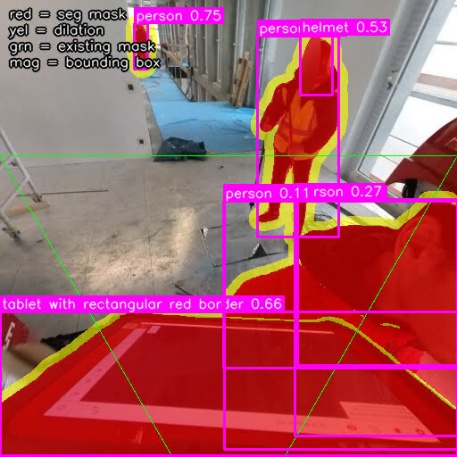 Carrier masking combining a YOLOE segmentation with a static carrier template